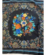 Blue Floral Square Polyester Scarf 30.5&quot; x 30.5&quot; - $10.41 CAD