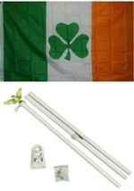K's Novelties New 3x5 3'x5' Irish Shamrock Ireland Clover Flag White Pole Kit Se - $19.88