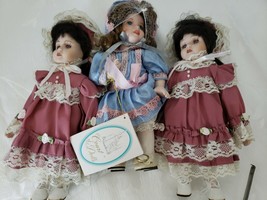 Vintage Porcelain Dolls Lot of 3 , 10 &quot; Hand painted  new - £20.90 GBP