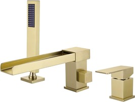 Deck Mount 3-Holes Single-Handle Faucet In Brushed Gold, 03111Bg, Taplong - £183.19 GBP