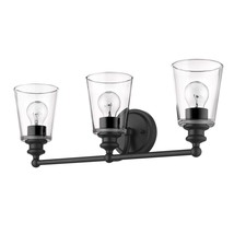 Three Light Matte Black Glass Shade Wall Sconce - £205.65 GBP