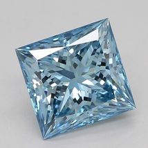 Blue PRINCESS Fancy Vivid Blue 1.03 Cts VS2 Lab Grown CVD Diamond for Ring - $450.00