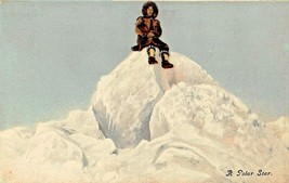 A Polar STAR-ESKIMO In Native Costume On Large Pile Of Ice SNOW-1910s Postcard - £6.89 GBP