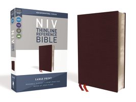NIV, Thinline Reference Bible, Large Print, Bonded Leather, Burgundy, Red Letter - £47.95 GBP