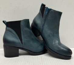 MIZ MOOZ LEATHER SIDE ZIP ELASTIC GORE BOOT OCEAN BLUE  37EU / 7US  # C-70 - $127.71