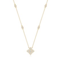 ANGARA Lab-Grown 0.26 Ct Round Diamond Clover Station Necklace in 14K Solid Gold - £425.93 GBP