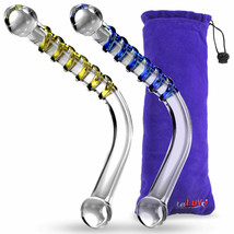 LeLuv Dildo Glass Hook 90 Degree Wand Spiraled Shaft with Premium Padded Pouch - £28.31 GBP+