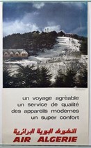 Original Vintage Poster Algeria Air Algerie Monts Chrea Mountains Ski - $86.90