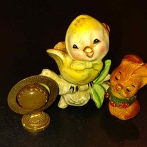 Antique figurines 1940s~ rabbit, bird, spinning Stone globe~unidentified... - $26.73