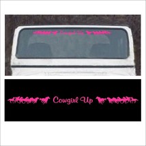 Windshield Decal Sticker fits Wrangler COWGIRL UP Running Horse Truck PINK - £12.73 GBP