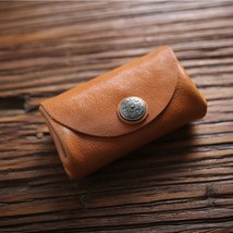 SIMLINE Leather Wallet For Men Women Vintage Handmade Short Small Wallets Purse  - £61.79 GBP