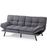 Grey Fabric Futon Sofa Bed, Memory Foam Convertible Loveseat, Sleeper, O... - £437.49 GBP
