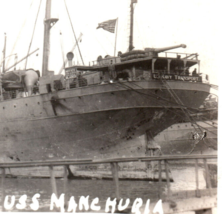 USS Manchuria WWI US Navy Transport Ship Real Photo Photo Postcard Rppc - £14.82 GBP