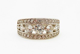 925 sterling silver cubic zirconia encrusted ornate band style cocktail ... - $49.99