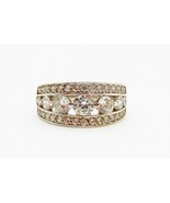 925 sterling silver cubic zirconia encrusted ornate band style cocktail ... - £39.95 GBP