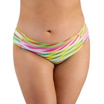 Becca ETC Trendy Awaken Shirred-Side Bikini Bottoms Stripe Colorful 1X - £18.89 GBP