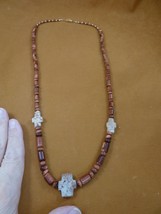 CR510-3 Fairy Stone CHRISTIAN 3 CROSS Lucky Crystal 28+&quot; Goldstone necklace - $110.32