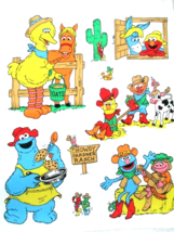 Fabric Vintage Sesame Street &quot;Wild West&quot; Elmo Big Bird Cookie Bert Ernie 8/$5.50 - £4.32 GBP