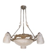 Art Deco Ceiling Light 1920 Nickel Plated Hanging Lamp Silver Original D... - $2,246.18