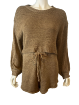 THANNE Brown Knit Cropped Sweater and Shorts Set, Women&#39;s Size M/L - £18.97 GBP