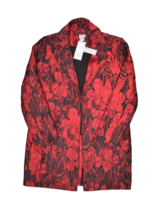 Chicos Jacket Womens 1 Red Floral Open Front Jacquard Occasion Topper Formal - £28.11 GBP