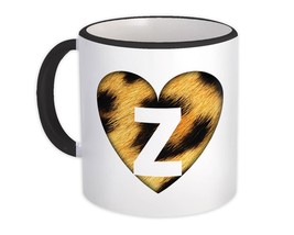 Monogram Letter Z : Gift Mug Leopard Initial ABC Alphabet Animal Heart CG7173Z - £12.70 GBP