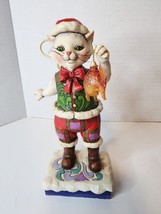 Jim Shore Catch the Christmas Spirit Figurine 402776 in Box 2012 Cat Fish - £24.76 GBP