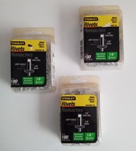 Stanley Rivets Remaches White Aluminum 3mm 1/8 inches 100 Count Lot of 3 - $18.95