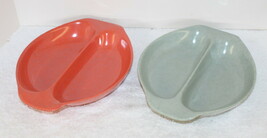 2 Russel Wright Residential Divided Melamine Spatter Dishes ~ Orange &amp; Turquoise - £39.95 GBP