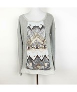 Maurices Gray Sequin Embellished Pullover Sweatshirt Scoop Neck Size M - $213.64 MXN