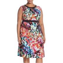 NWT Womens Plus Size 20W London Times Multicolor Splash Medley Fit &amp; Flare Dress - £31.32 GBP