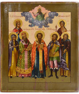 Selected Saints Russian Tempera Icon 19th Century Masterwork Yaroslavl s... - £1,337.75 GBP