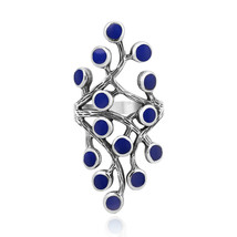 Dramatic Flowing Nature Vine Simulated Blue Lapis-Lazuli Sterling Silver Ring- 8 - £22.21 GBP