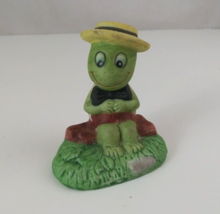 Vintage Ceramic Anthropomorphic Turtle Wearing Hat &amp; Black Bow Tie 3&quot; Figurine - £8.69 GBP