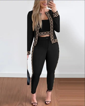 3 Piece Sets Outifits Women 2025 Spring Autumn  Set Plaid Print Crop Top &amp; Pants - $27.49