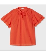 Ava &amp; Viv™ ~ Size 2XL ~ Short Sleeve w/Eyelet Trim ~ Cotton ~ Red Pullov... - $26.18