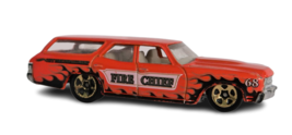 Matchbox 70 Chevelle SS Wagon City Fire Chief Orange Flame Toy Vehicle 2008 #68 - £7.85 GBP