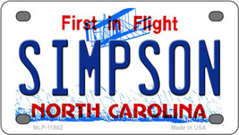 Simpson North Carolina Novelty Mini Metal License Plate Tag - $284.59 MXN