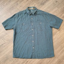 KUHL Shirt Mens 2XL Blue Solid Short Sleeve Casual Linen Blend Hiking Button Up - £10.27 GBP
