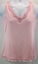 L) Vintage Faded Glory Stretch Lace Trim Pink Tank Top Small (4/6) - £11.67 GBP