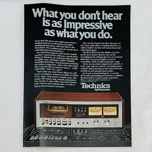 Vintage 1970&#39;s Technics RS-630US Stereo Cassette Tape Deck Print Ad Colo... - $6.62