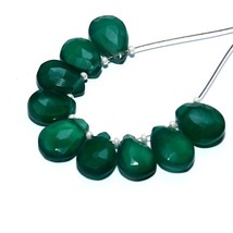 Green Onyx Faceted Pear Beads Briolette Natural Loose Gemstone Making Jewelry - £4.06 GBP