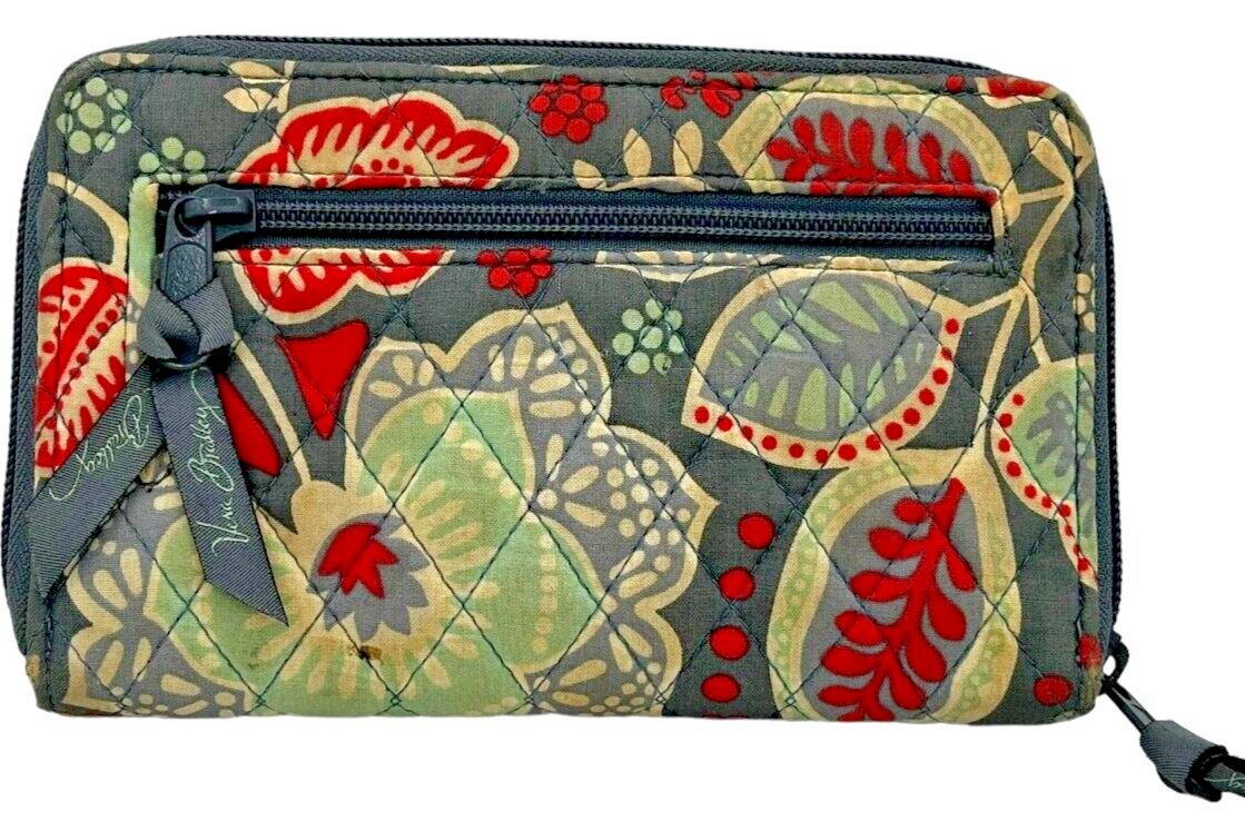 Vera Bradley wallet clutch with strap, 8 x 4.5 inch - gray pink green floral Item image 2