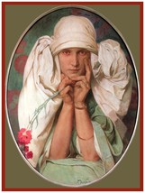 9467.Woman with white sheet on head.flowers in hand.POSTER.decor Home Office art - £13.63 GBP+