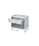 Azrael Rectangular Accent Table, White Printed Faux Marble &amp; Chrome Finish - $272.13 CAD