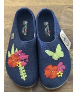 HAFLINGER Grizzly Garden Jeans BLUE Arch Support wool Slipper  US 10  EU 41 - $149.40 CAD