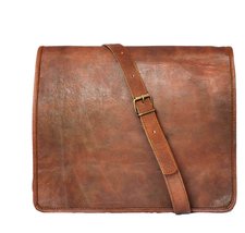 15&quot; leather messenger bag laptop case office briefcase gift for men computer dis - £59.61 GBP