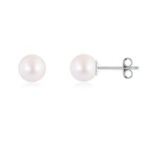 ANGARA Japanese Akoya Pearl Solitaire Stud Earrings in Silver (Size-8mm) - $388.55+