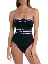 La Blanca LB2LBD13 Catalina Bandeau One Piece Swimsuit SZ 10 Black - £44.96 GBP