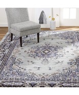 Home Dynamix Premium Sakarya Traditional Medallion Border Area Rug, Silver, - £28.38 GBP